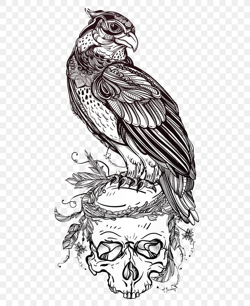 Bird Of Prey Drawing Illustration, PNG, 690x1000px, Bird, Art, Beak, Bird Of Prey, Black And White Download Free