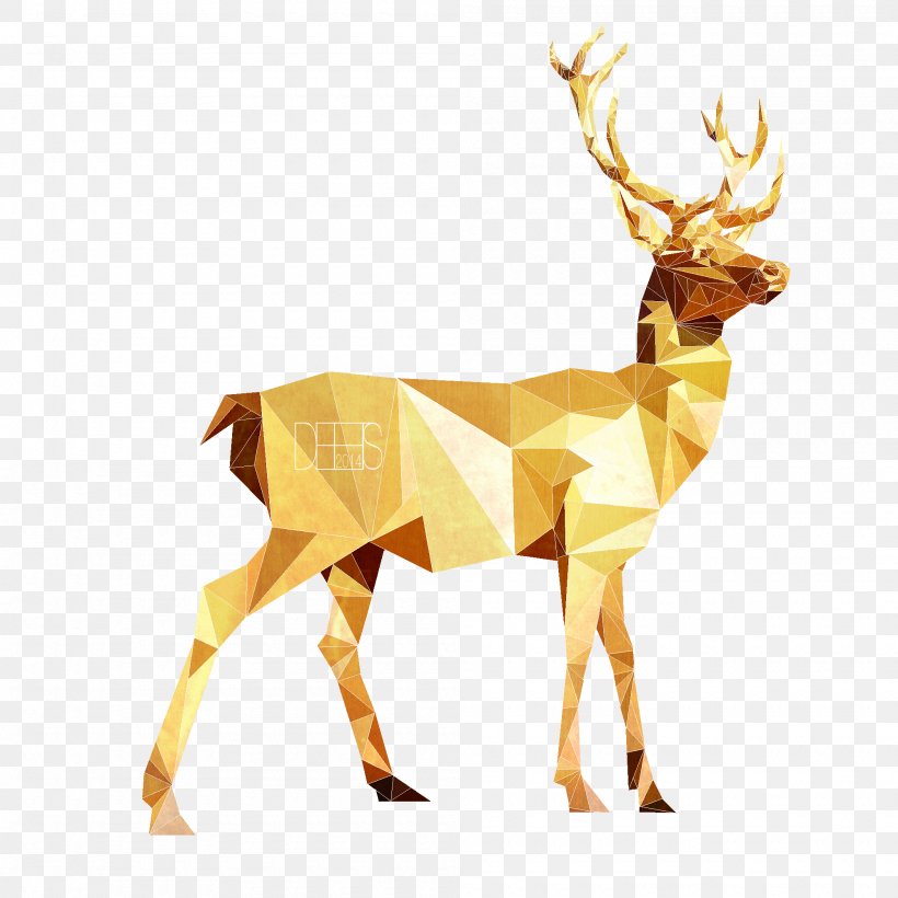 Deer Low Poly Gray Wolf Drawing, PNG, 2000x2000px, 3d Computer Graphics, Deer, Animal Figure, Antler, Art Download Free