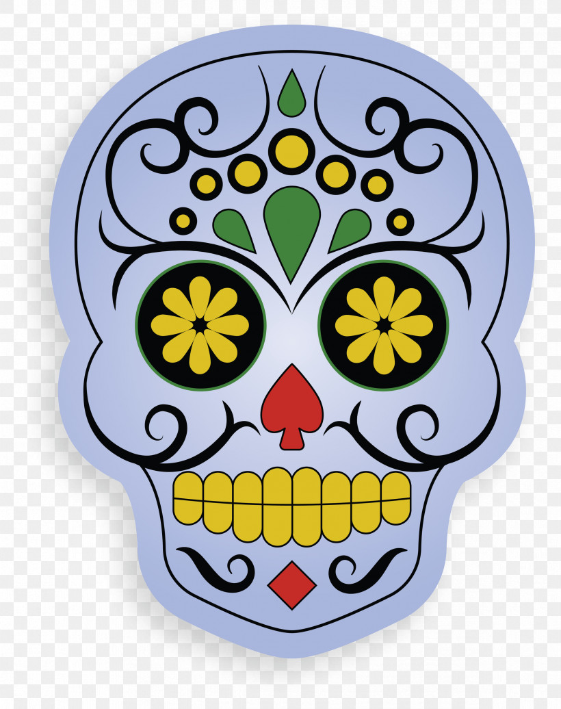 Skull Mexico, PNG, 2373x3000px, Skull, Decal, Fiesta De Halloween, Flower, Just Stickers Download Free
