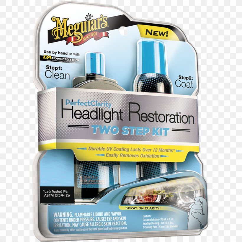 Car Meguiar's G3000 Heavy Duty Headlight Restoration Kit Plastic Headlight Restoration Meguiars G2000 Perfect Clarity Two Step Headlight Restoration Kit, PNG, 1000x1000px, Car, Brand, Headlamp, Plastic Headlight Restoration Download Free