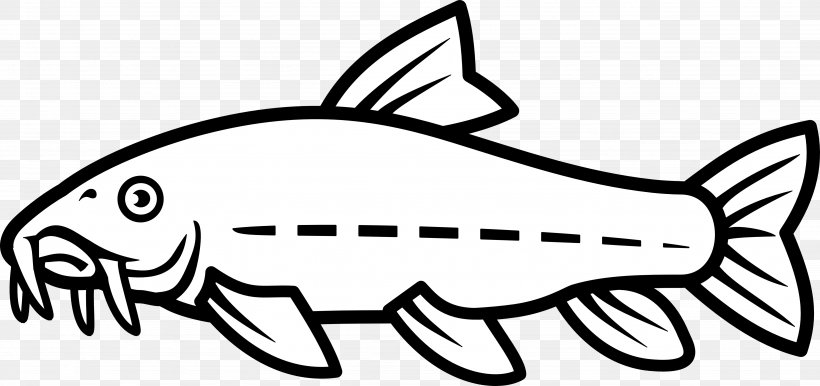 Catfish Drawing Clip Art, PNG, 4096x1932px, Catfish, Area, Art, Black, Black And White Download Free