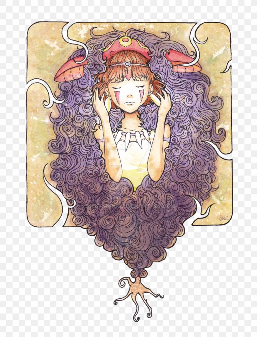 Ashitaka San Illustration Studio Ghibli Cartoon, PNG, 1024x1343px, Watercolor, Cartoon, Flower, Frame, Heart Download Free