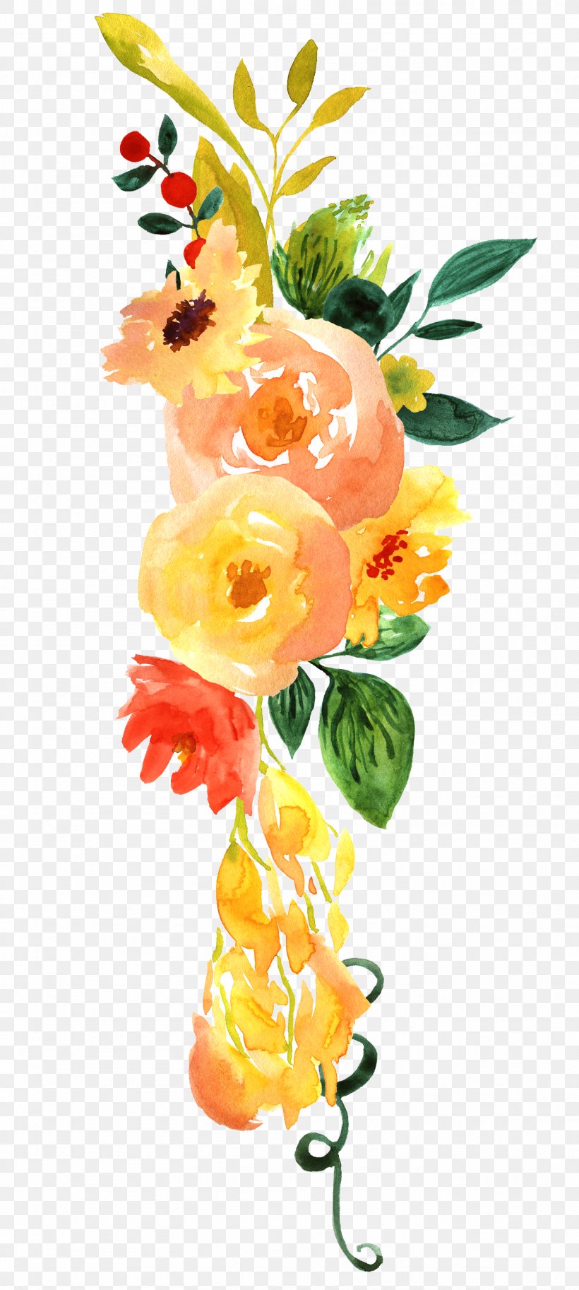 Floral Design Watercolor Painting Flower, PNG, 1616x3600px, Floral Design, Art, Chicken, Color, Cut Flowers Download Free