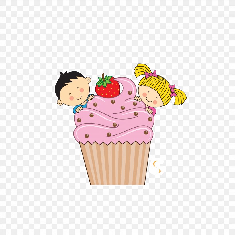 Ice Cream Child Cupcake, PNG, 2662x2662px, Ice Cream, Baking Cup, Cake, Cartoon, Child Download Free