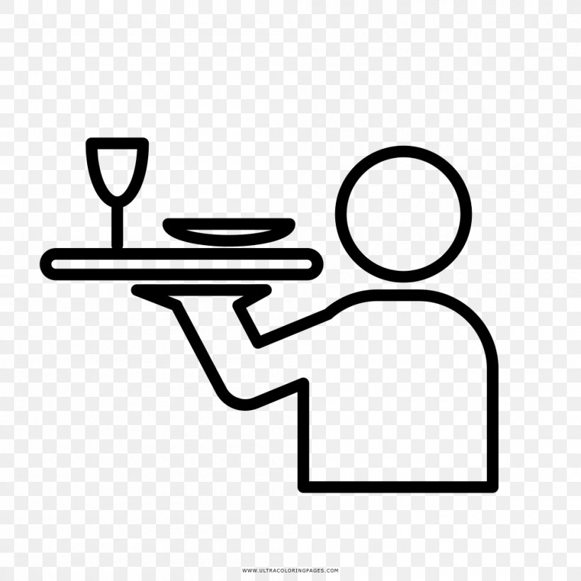 Drawing Coloring Book Waiter Clip Art, PNG, 1000x1000px, Drawing, Area, Artwork, Black And White, Brand Download Free
