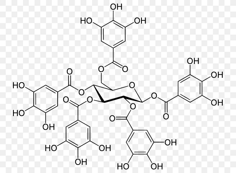1,2,3,4,6-Pentagalloyl Glucose Gallotannin Pentagaloil Glukoza Ellagitannin, PNG, 753x600px, Glucose, Acid, Area, Auto Part, Black And White Download Free