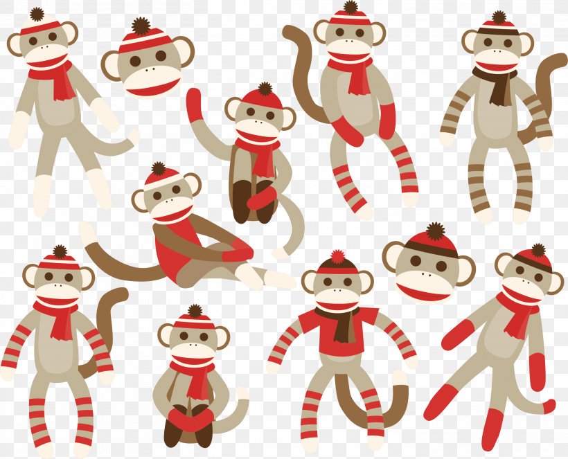 Sock Monkey Clip Art, PNG, 2922x2363px, Sock Monkey, Christmas, Christmas Decoration, Christmas Ornament, Drawing Download Free