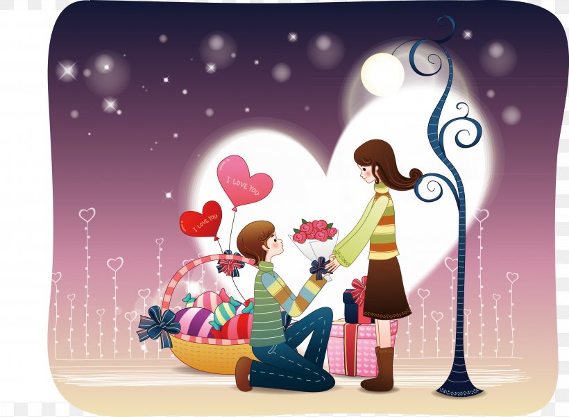 Cartoon Drawing Romance, PNG, 4316x3165px, Cartoon, Art, Christmas, Christmas Ornament, Couple Download Free