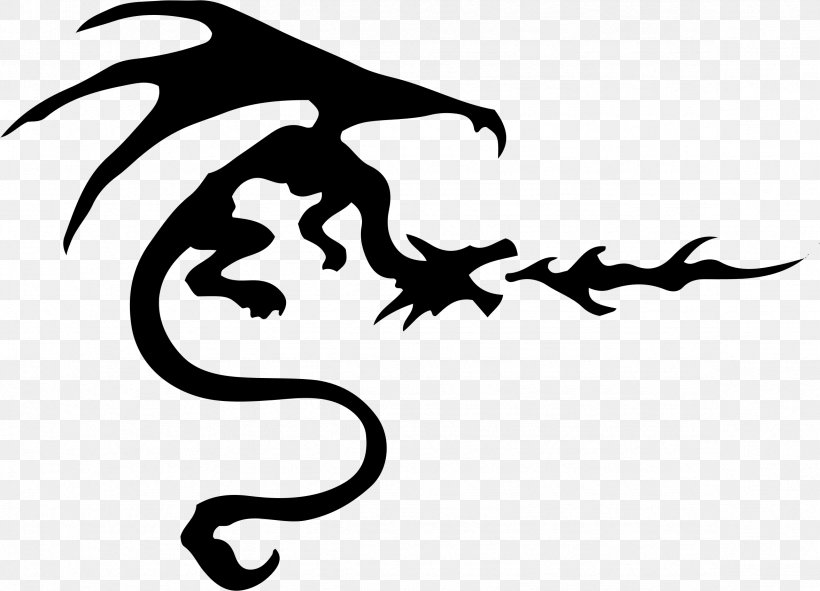 Dragon Clip Art, PNG, 2354x1698px, Dragon, Artwork, Beak, Black, Black And White Download Free