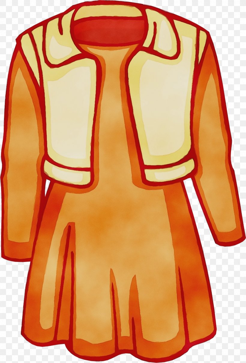 Orange, PNG, 920x1354px, Watercolor, Clothing, Orange, Outerwear, Paint Download Free