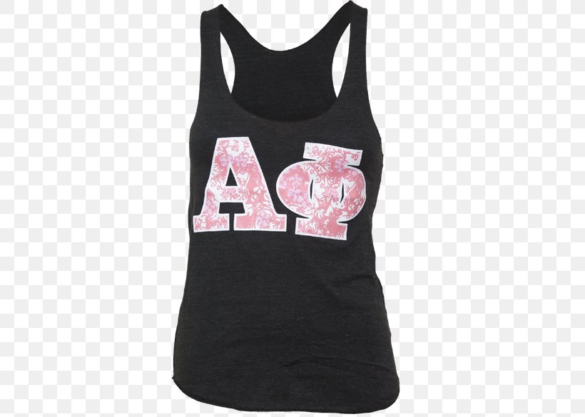 Alpha Phi T-shirt Gilets Sorority Recruitment Gimmie Now, PNG, 464x585px, Alpha Phi, Active Tank, Apron, Black, Clothing Download Free
