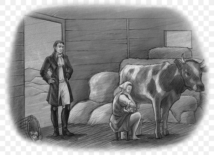 Cattle Ox Horse Goat Human Behavior, PNG, 800x594px, Cattle, Behavior, Black And White, Cattle Like Mammal, Drawing Download Free