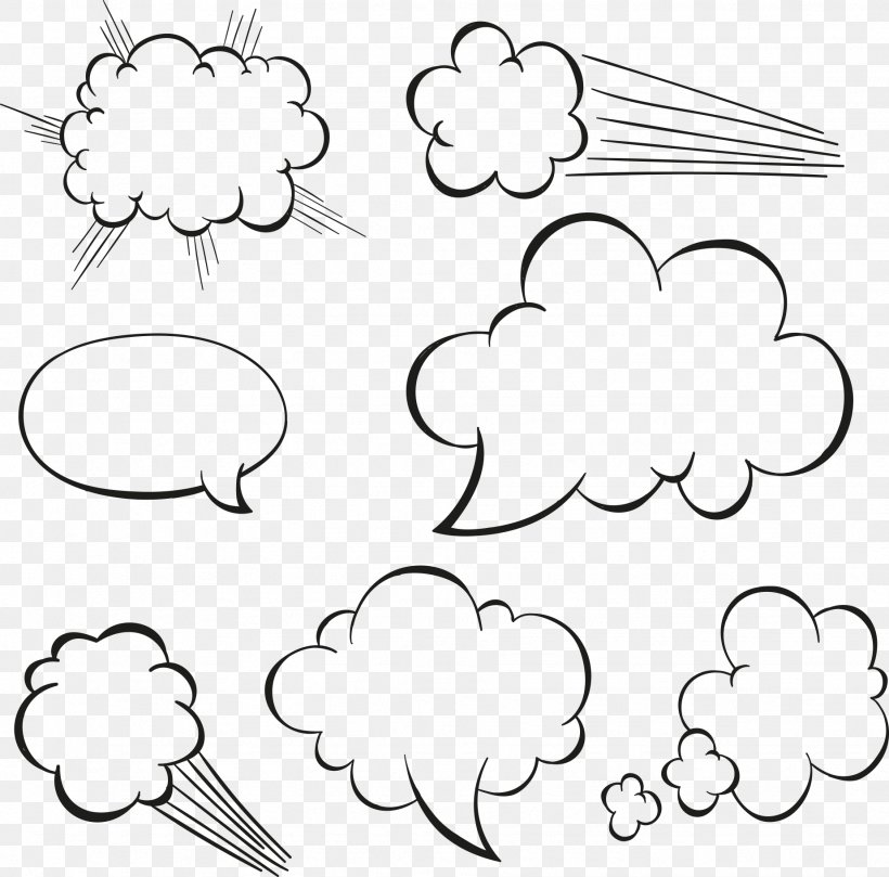 Cloud Drawing Speech Balloon, PNG, 1847x1824px, Cloud, Area, Black And White, Body Jewelry, Cartoon Download Free