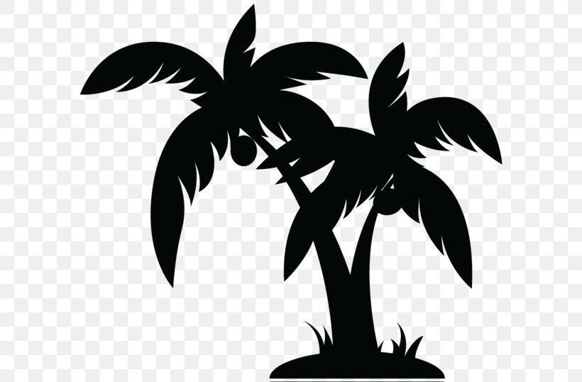 Arecaceae Tree Black And White Clip Art, PNG, 600x538px, Arecaceae, Black And White, Branch, Cartoon, Coconut Download Free