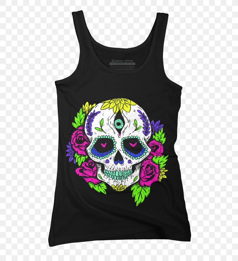 La Calavera Catrina T-shirt Day Of The Dead Skull, PNG, 585x900px, Calavera, Active Tank, Art, Bluza, Day Of The Dead Download Free
