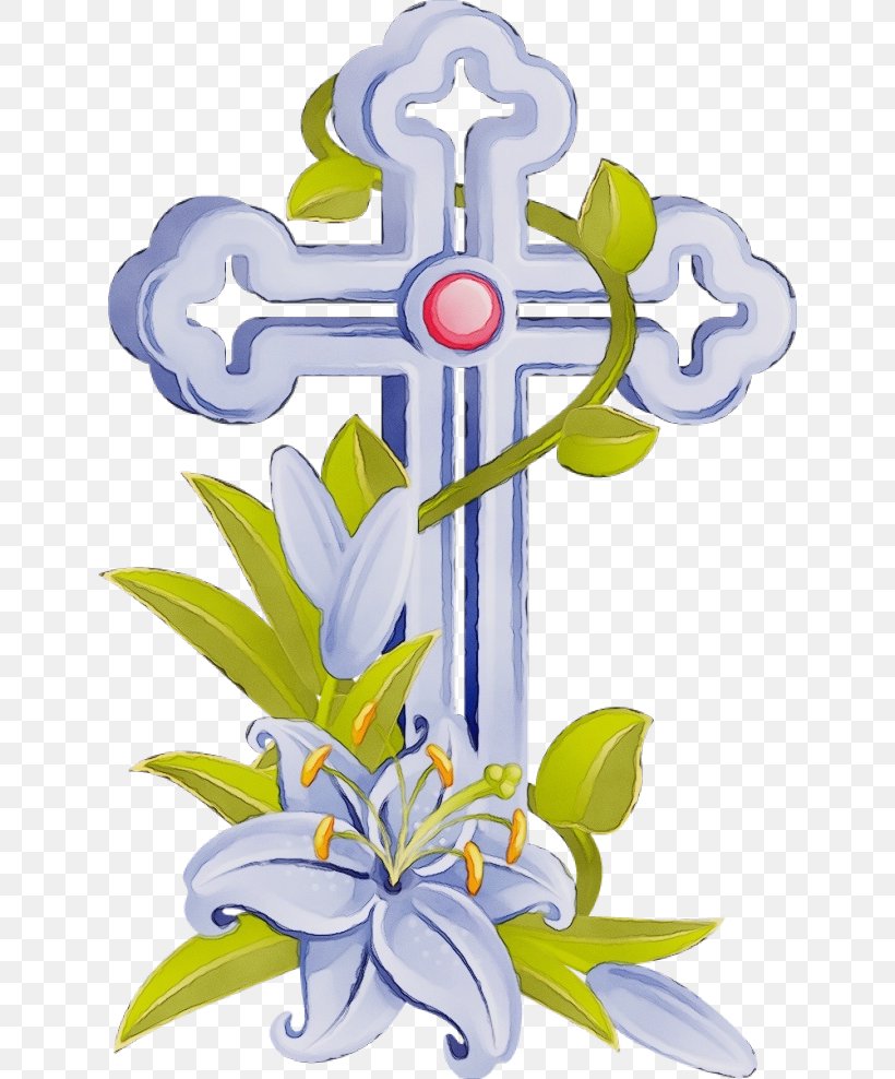 Cross Symbol Flower Plant Religious Item, PNG, 640x988px, Watercolor, Cross, Flower, Paint, Plant Download Free