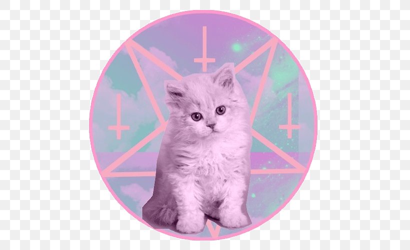 Kitten Cat Satanism Devil, PNG, 500x500px, Kitten, Baphomet, British Semi Longhair, Carnivoran, Cat Download Free