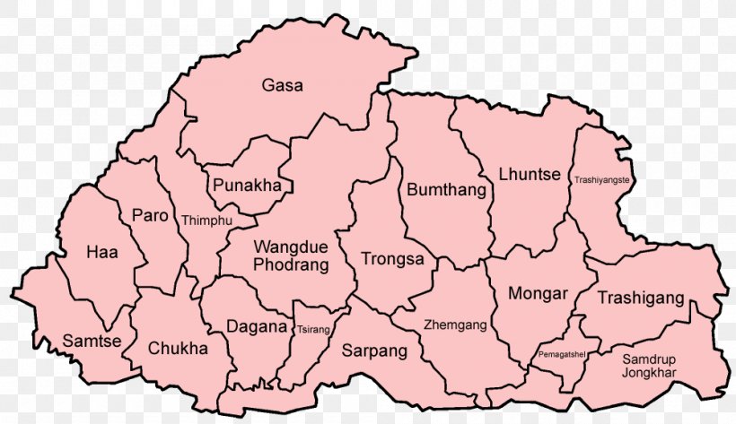 Trongsa District Wangdue Phodrang District Gewogs Of Bhutan Chukha District Lhuntse District, PNG, 1000x577px, Chukha District, Administrative Division, Area, Bhutan, District Download Free