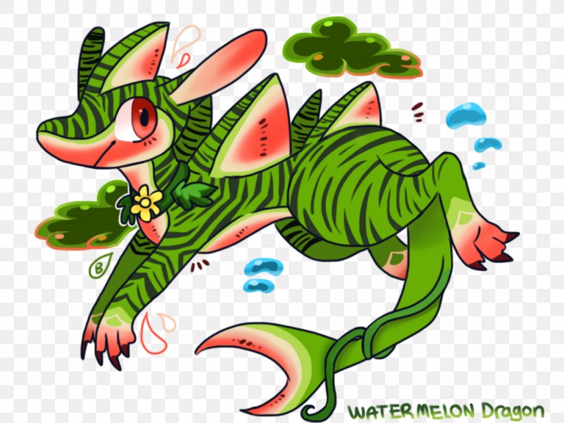Watermelon Fruit Dragon, PNG, 1024x768px, Watermelon, Amphibian, Art, Artwork, Cartoon Download Free