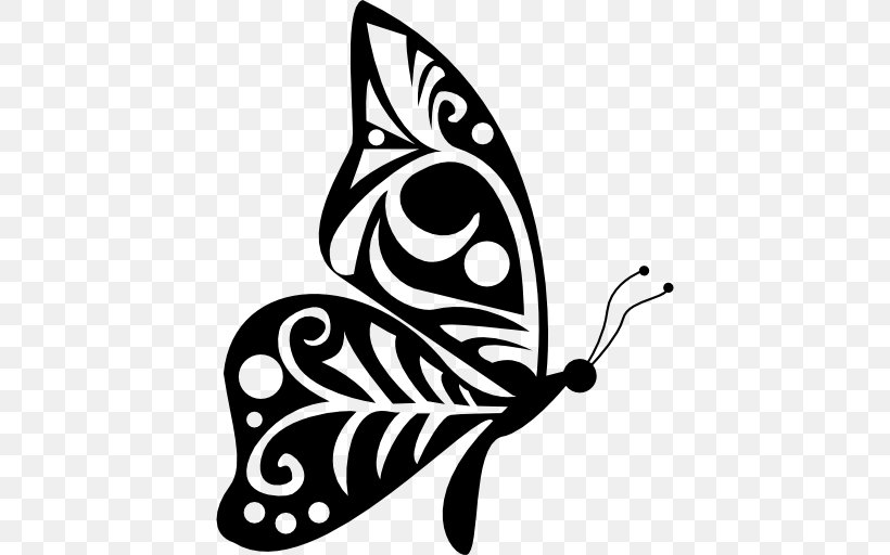 Butterfly Drawing Clip Art, PNG, 512x512px, Butterfly, Arthropod, Black And White, Brush Footed Butterfly, Drawing Download Free