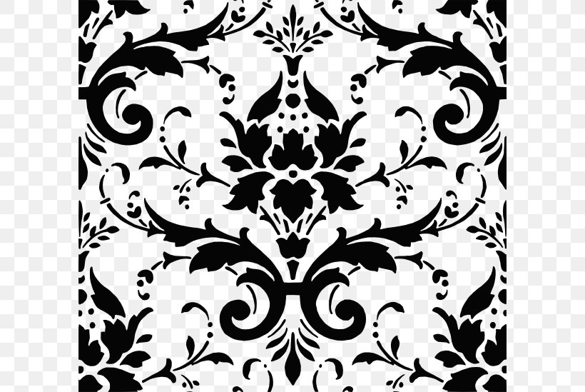 Damask Paper Clip Art, PNG, 600x549px, Damask, Black, Black And White, Brocade, Color Download Free
