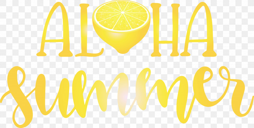 Citric Acid Logo Lemon Font Yellow, PNG, 3000x1516px, Aloha Summer, Acid, Citric Acid, Fruit, Happiness Download Free