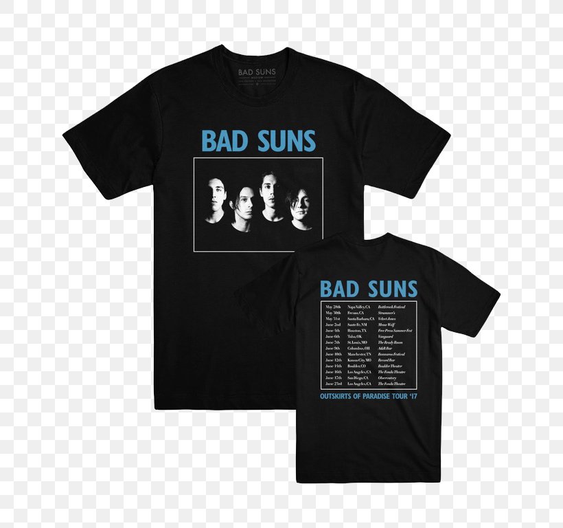 T-shirt Bad Suns Outskirts Of Paradise Heartbreaker Clothing, PNG, 768x768px, Tshirt, Active Shirt, Bad Suns, Black, Brand Download Free