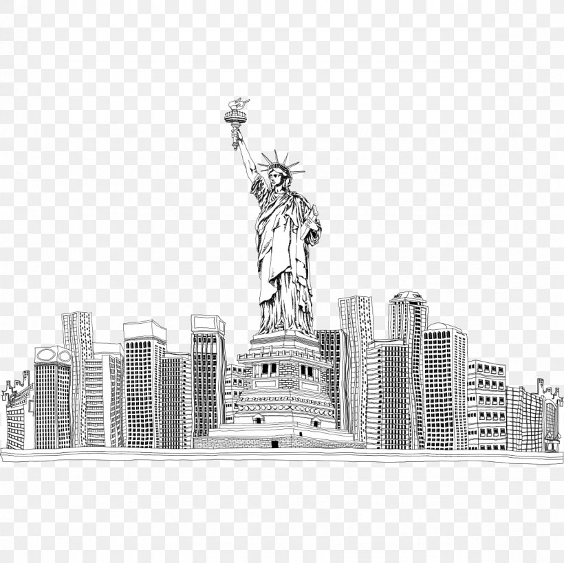 Statue Of Liberty Eiffel Tower Zazzle Photography, PNG, 1181x1181px, Statue Of Liberty, Architecture, Black And White, Building, City Download Free