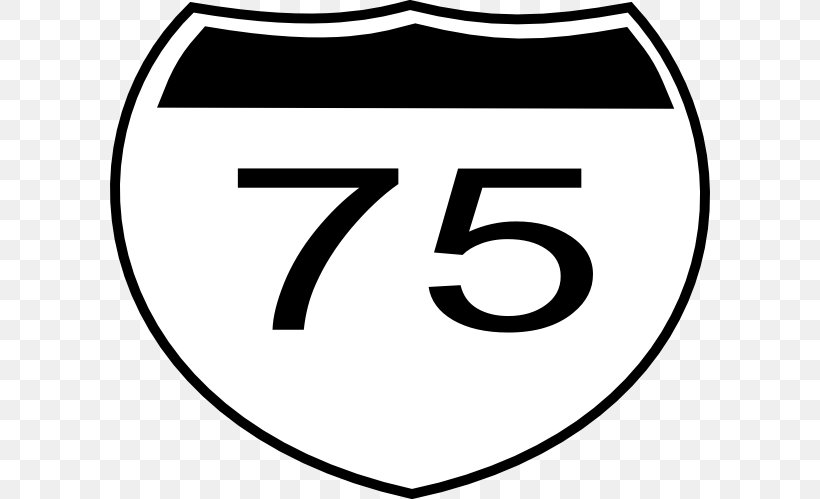 Interstate 75 In Ohio Interstate 40 Interstate 10 Interstate 8, PNG, 600x499px, Interstate 75, Area, Black, Black And White, Brand Download Free