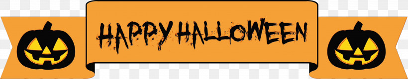Pumpkin, PNG, 3000x586px, Happy Halloween Banner, Cartoon, Logo, M, Meter Download Free