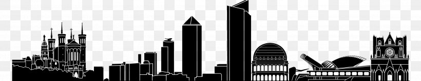 Lyon Skyline Illustration, PNG, 2582x502px, Lyon, Black And White, Brand, Building, City Download Free