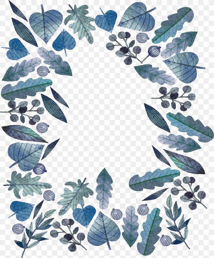 Blue Watercolor Leaves, PNG, 2348x2834px, Watercolor Painting, Aqua, Blue, Branch, Drawing Download Free