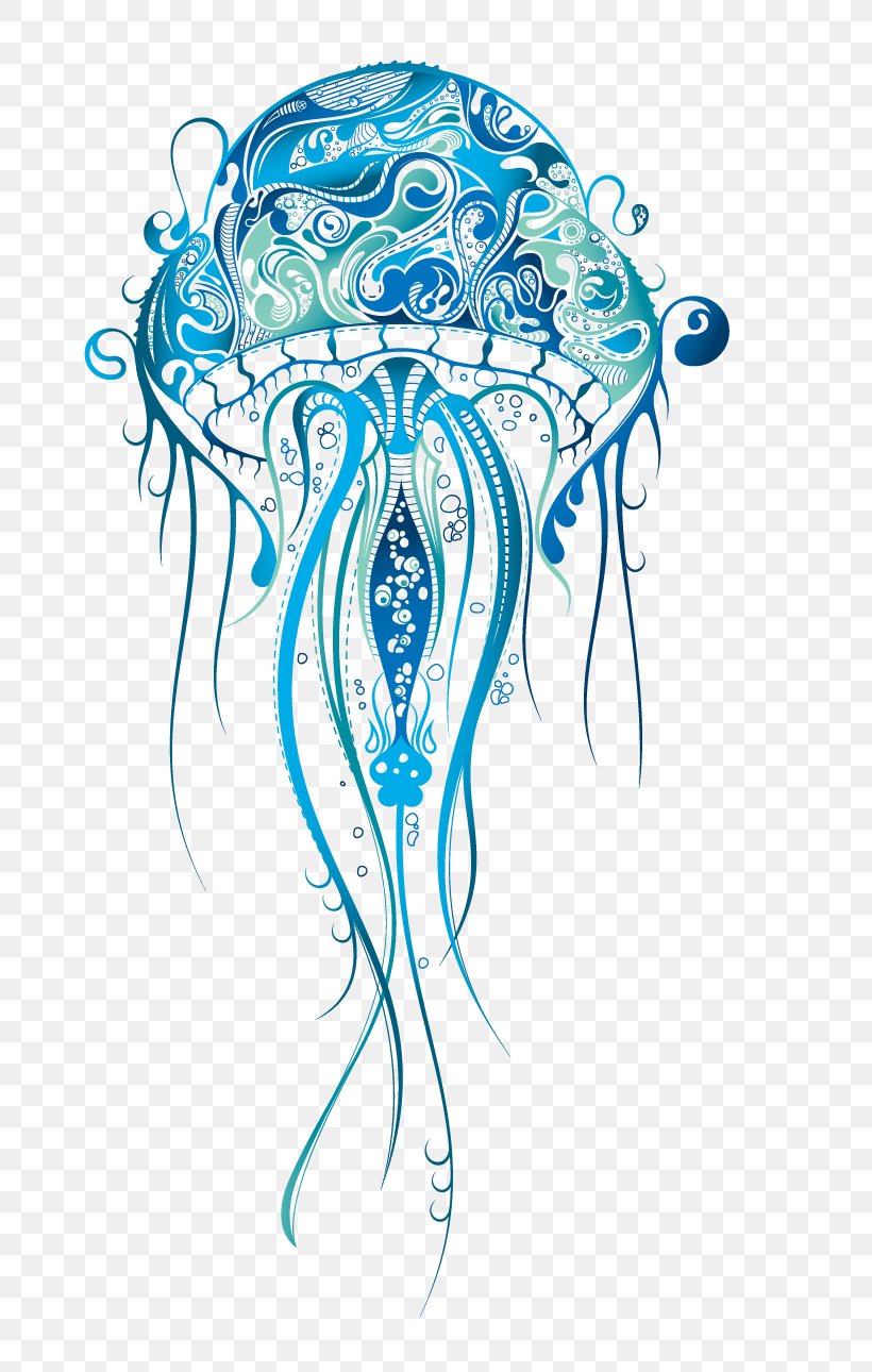 Jellyfish Sleeve Tattoo Henna Drawing, PNG, 704x1290px, Watercolor, Cartoon, Flower, Frame, Heart Download Free