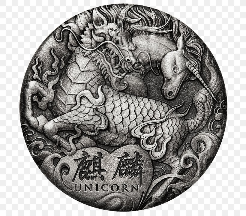 Perth Mint Qilin Silver Coin, PNG, 720x720px, Perth Mint, Ancient History, Black And White, Coin, Drawing Download Free