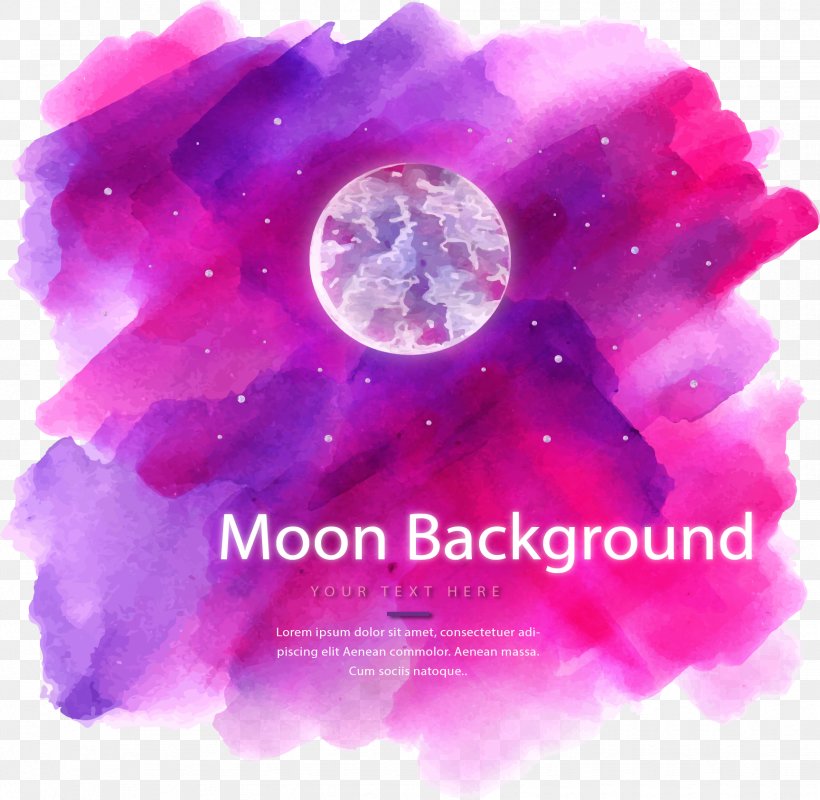 Moonlight Watercolor Painting, PNG, 1727x1685px, Moon, Color, Flower, Full Moon, Magenta Download Free