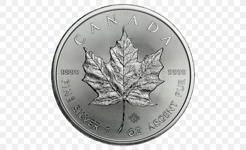 Canada Canadian Silver Maple Leaf Bullion Canadian Gold Maple Leaf Royal Canadian Mint, PNG, 500x500px, Canada, Black And White, Bullion, Bullion Coin, Canadian Gold Maple Leaf Download Free
