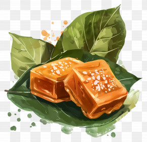 Salted Caramel - Caramel Candy On Leaves PNG