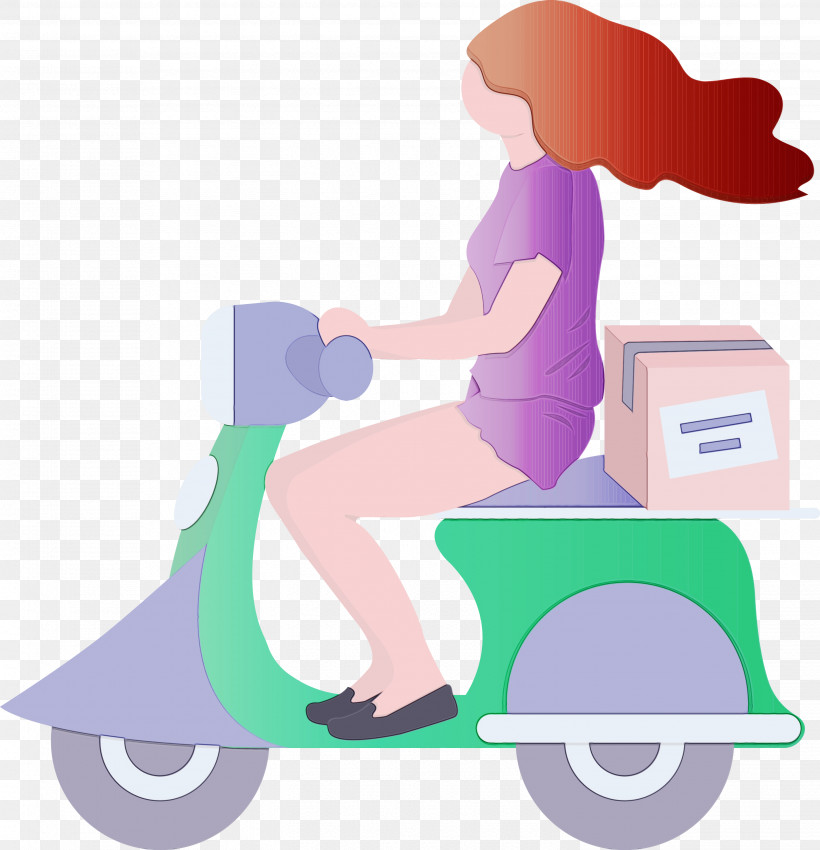Scooter Vespa Cartoon Vehicle, PNG, 2892x3000px, Delivery, Cartoon, Girl, Paint, Scooter Download Free