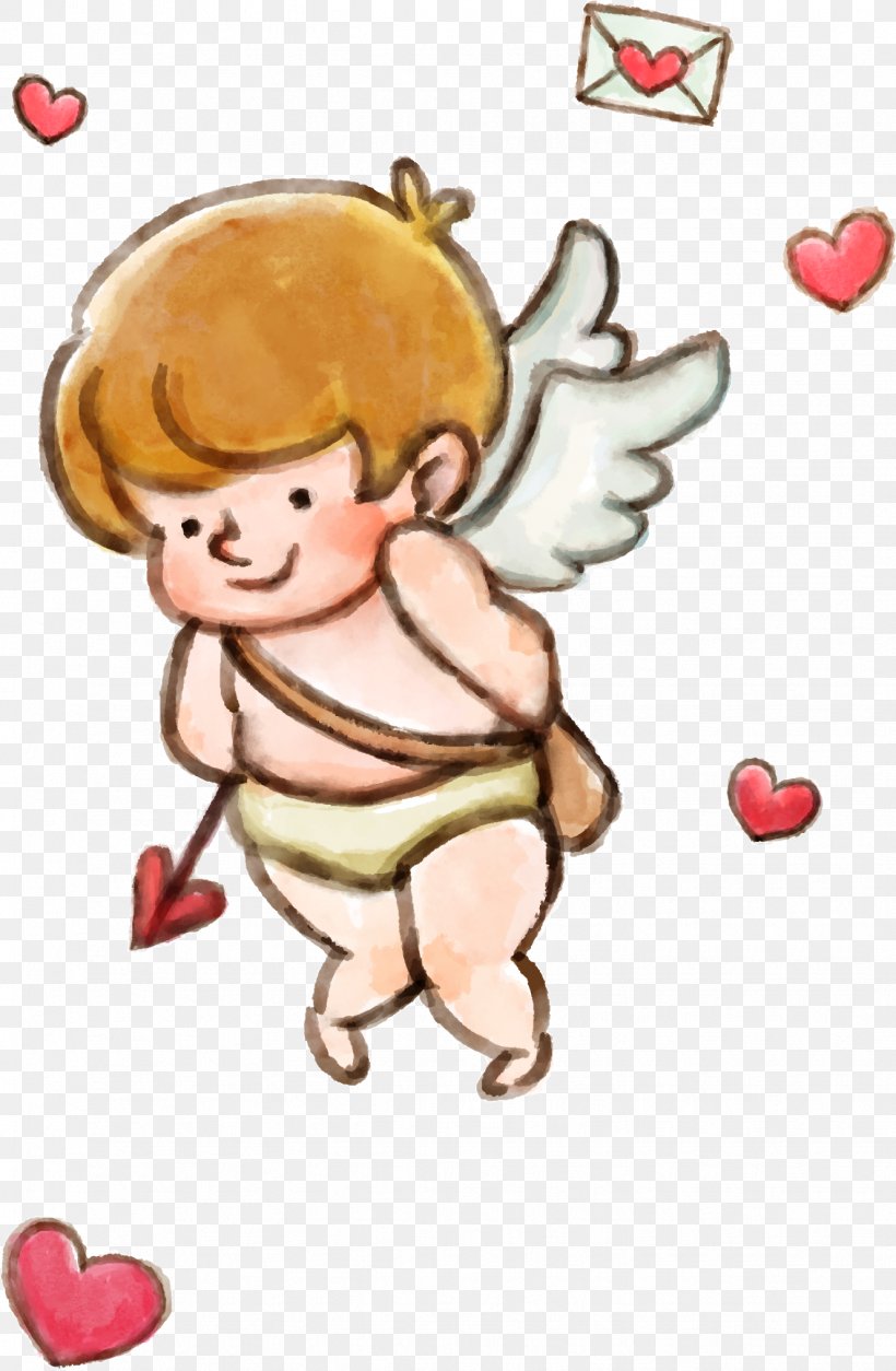Cupid, PNG, 1328x2031px, Watercolor, Cartoon, Flower, Frame, Heart Download Free