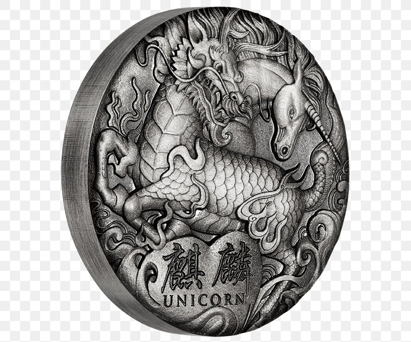 Perth Mint Qilin Unicorn Chinese Mythology Coin, PNG, 602x682px, Perth Mint, Black And White, Bullion, Bullion Coin, Chinese Mythology Download Free