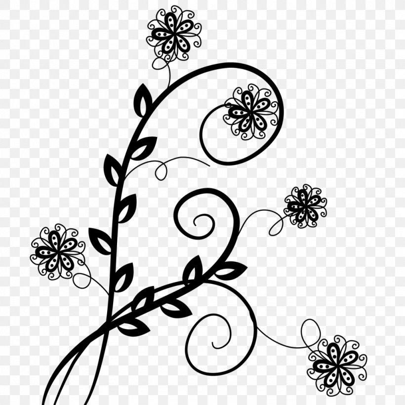 Floral Design Drawing White, PNG, 1024x1024px, Floral Design, Art, Artwork, Black, Black And White Download Free