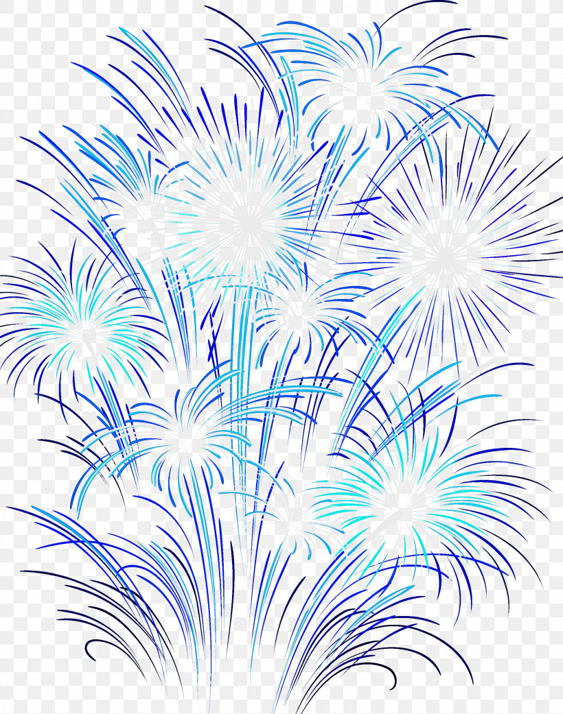Flower Majorelle Blue Tree Line Fireworks, PNG, 2244x2849px, Watercolor, Biology, Branching, Fireworks, Flower Download Free