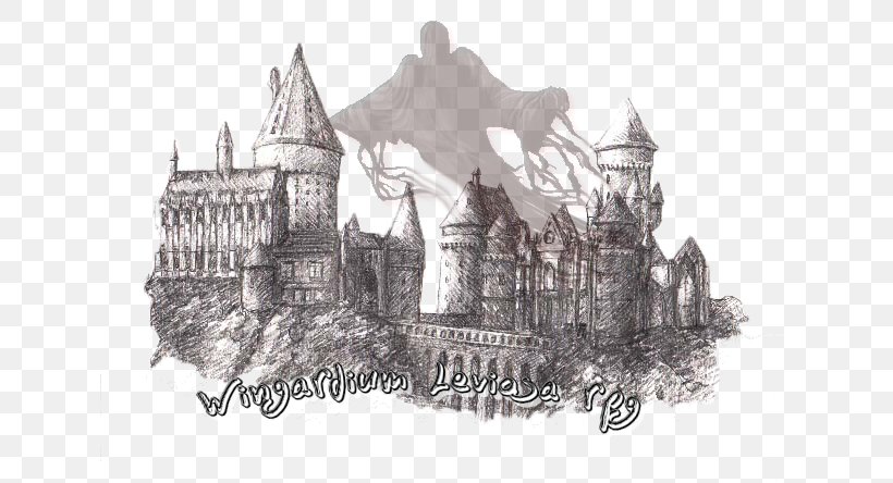Garrï Potter Sketch Hogwarts School Of Witchcraft And Wizardry Harry Potter And The Prisoner Of Azkaban Fictional Universe Of Harry Potter, PNG, 640x444px, Fictional Universe Of Harry Potter, Art, Artwork, Black And White, Castle Download Free