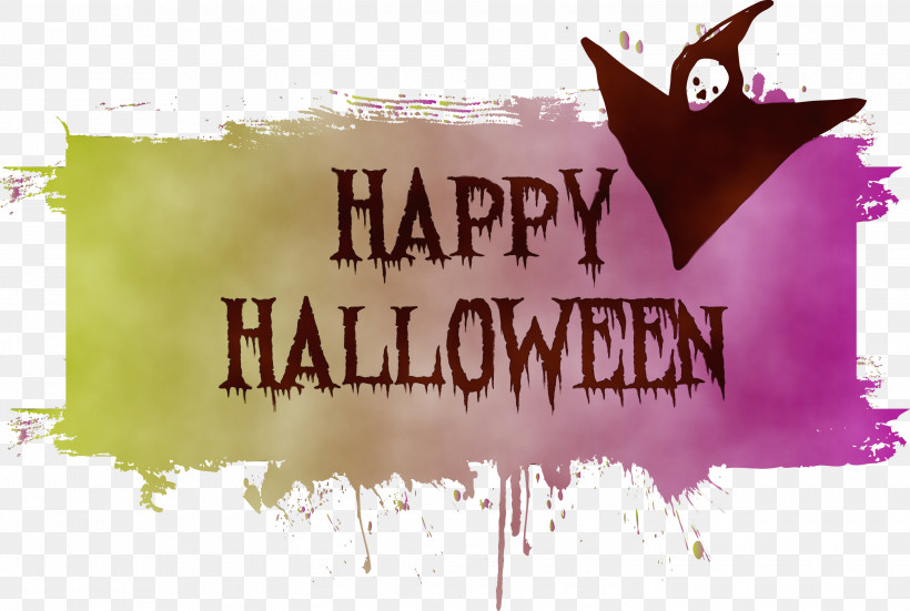 Poster Logo Font Banner Text, PNG, 3000x2019px, Happy Halloween, Banner, Logo, M, Paint Download Free