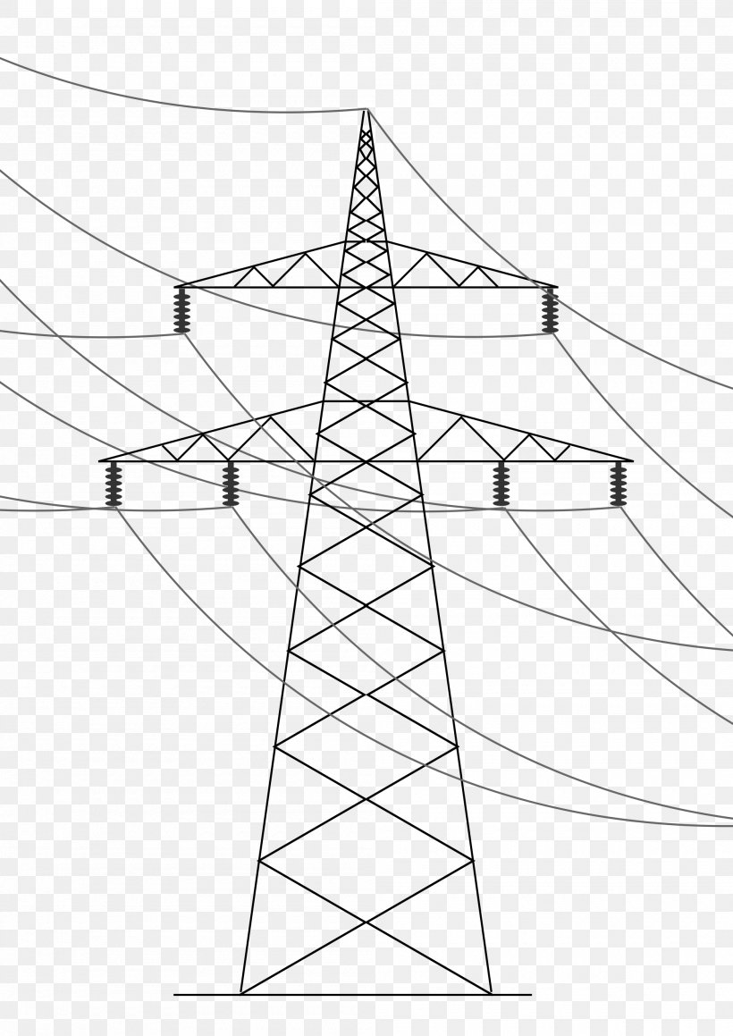 Overhead Power Line Drawing Electric Power Transmission Electricity, PNG, 2000x2829px, Overhead Power Line, Area, Artwork, Black And White, Drawing Download Free