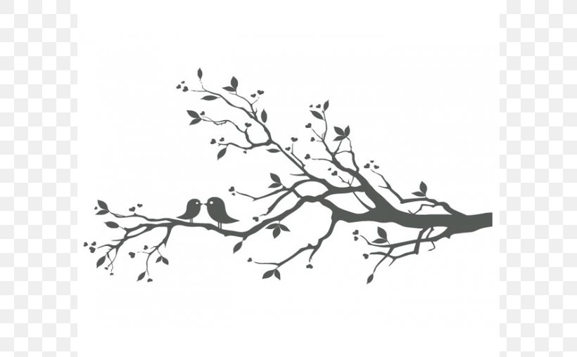 Bird Wall Decal Sticker, PNG, 600x508px, Bird, Black, Black And White, Branch, Decal Download Free