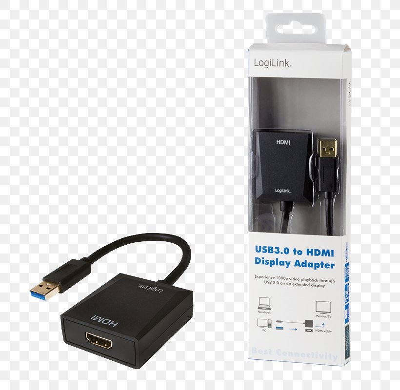 Graphics Cards & Video Adapters USB 3.0 HDMI Digital Visual Interface, PNG, 800x800px, Graphics Cards Video Adapters, Ac Adapter, Adapter, Battery Charger, Cable Download Free