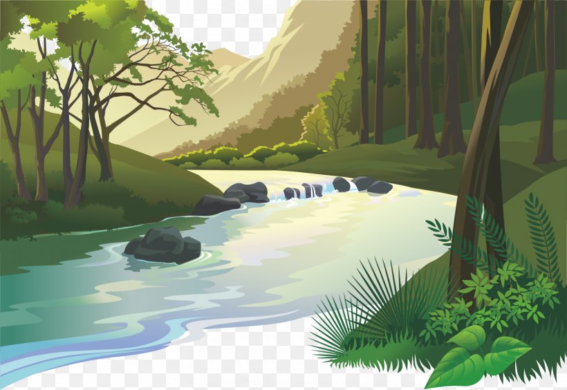 Natural Landscape Cartoon Nature, PNG, 1411x972px, Landscape, Aerial Landscape Art, Art, Biome, Cartoon Download Free