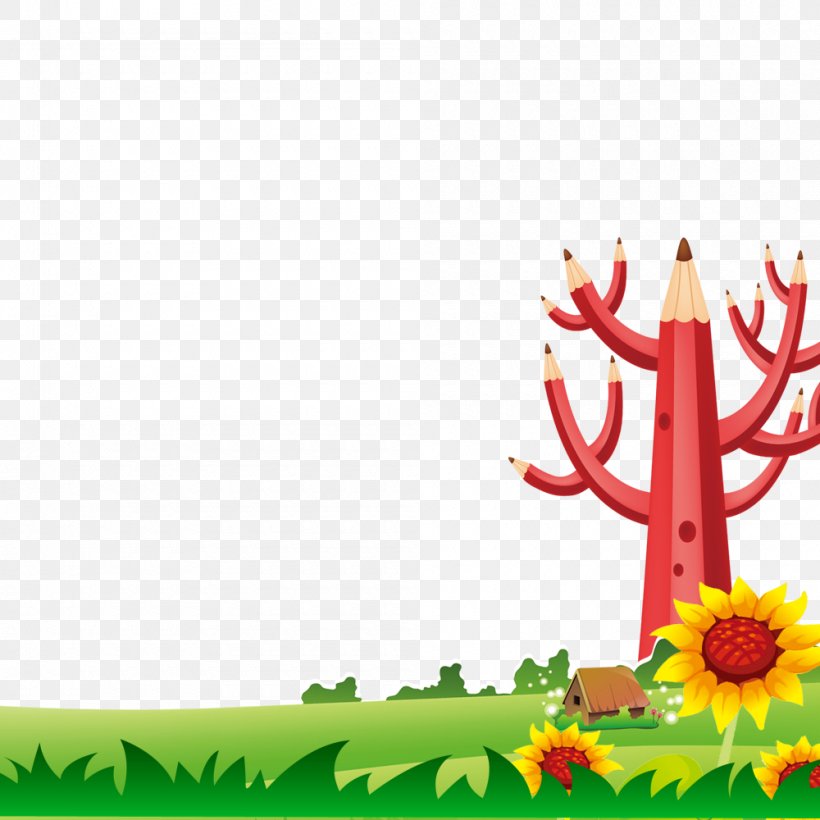 Pencil Tree, PNG, 1000x1000px, Pencil, Colored Pencil, Depositfiles, Floral Design, Flower Download Free