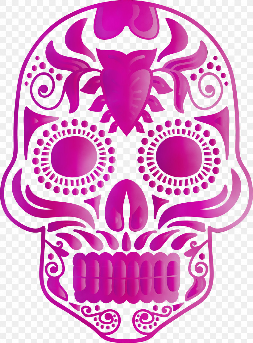 Visual Arts Headgear Pink M Pattern Line, PNG, 2211x3000px, Sugar Skull, Headgear, Line, Meter, Paint Download Free